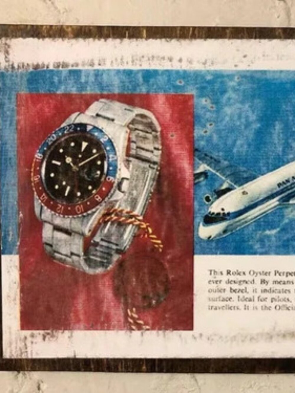 Rolex GMT Master 1675 vintage advert art piece GMT Master 1675 PCG vintage ad